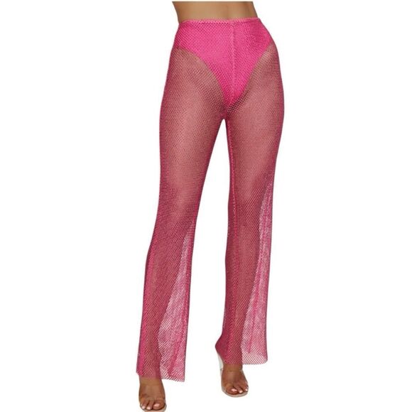 MESHKI Barbie Pink Mesh Pants Size L - Picture 8 of 11